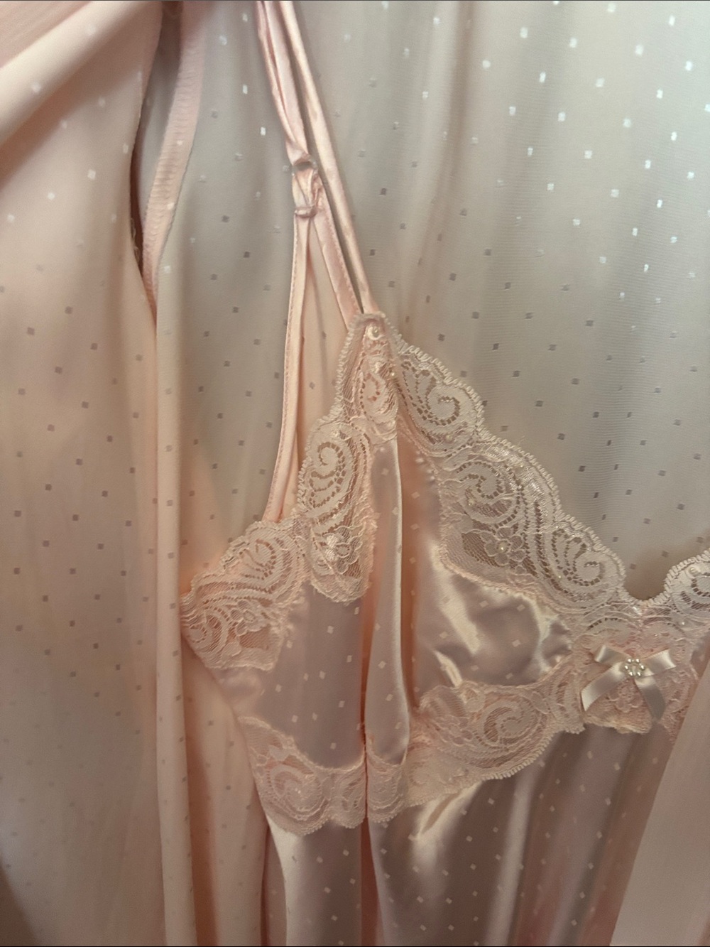Linea Donatella Pale Blush Satin Robe and Nightgown Set - Picture 7 of 7